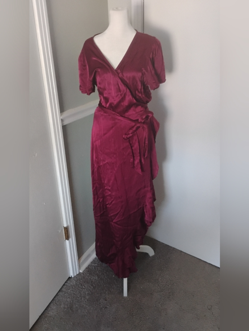Ghost London Womens Dark Pomegranate Red Wrap Dress Sz 12 US